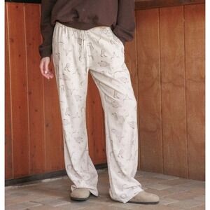 Cali 1850 NEW Linen Blend Western Beach Pant Womens Large Beige Rayon Relaxed